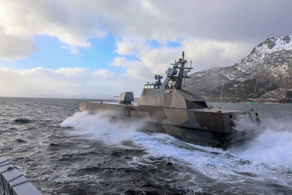 Norway's stealthy corvette KNM Steil during exercise Cold Response 2022 (Photo by Forsvaret)