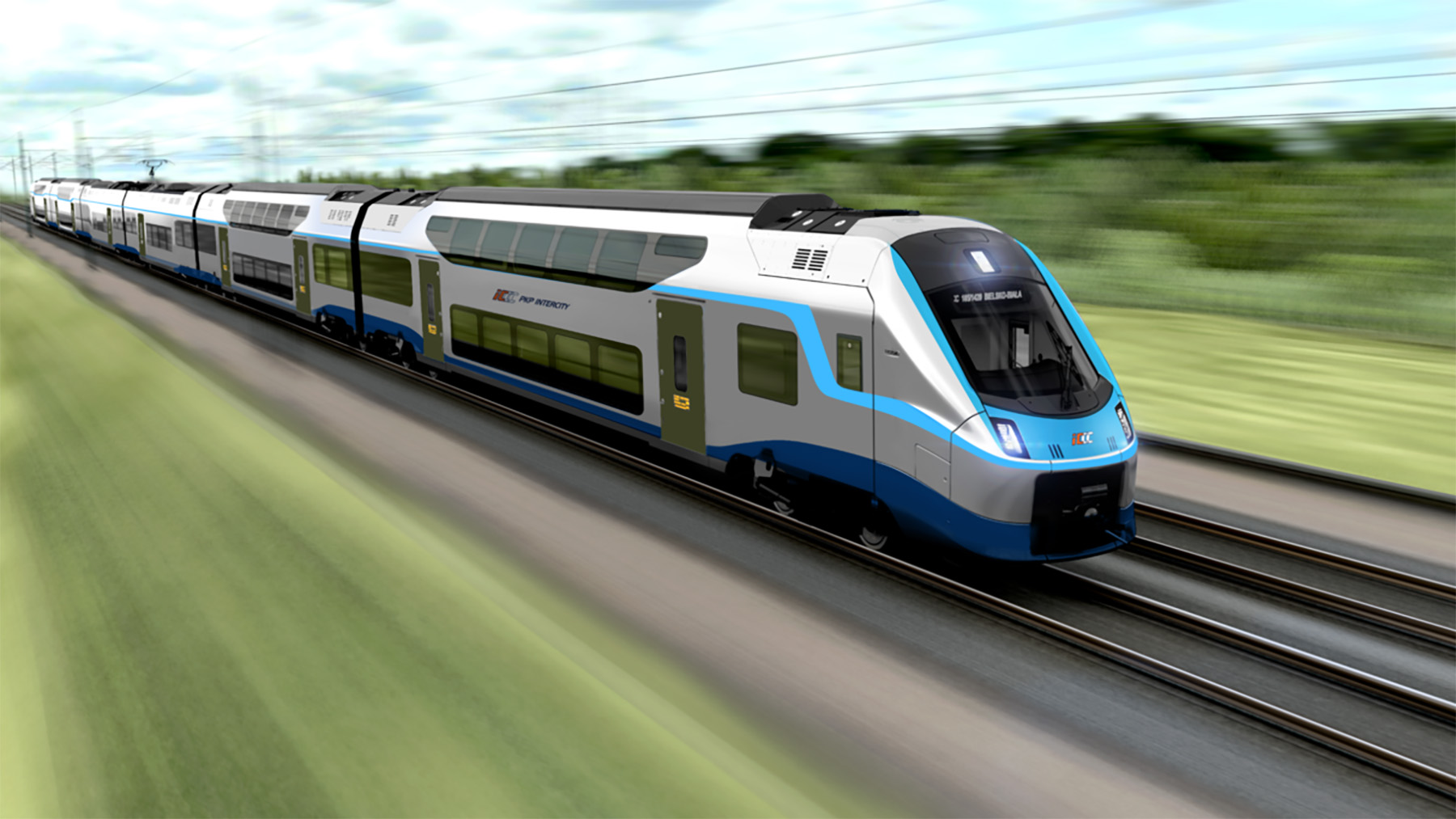 Alstom Coradia Max train in Polish Railways PKP Intercity livery (Computer rendering by Alstom)